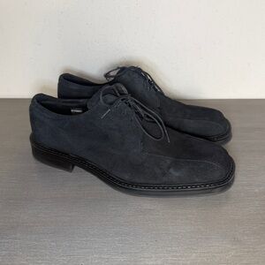 Ennio Ferreri Italian Black Suede Stitched Sole Derby Shoes Mens Size 10